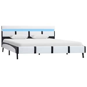 Rám postele s LED světlem bílý umělá kůže 140 x 200 cm - obrázek 2