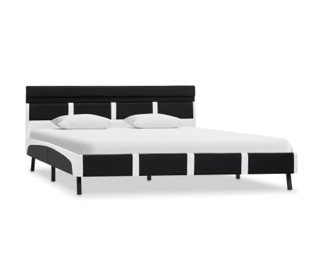 vidaXL sengestel med LED 160 x200 cm kunstlæder sort