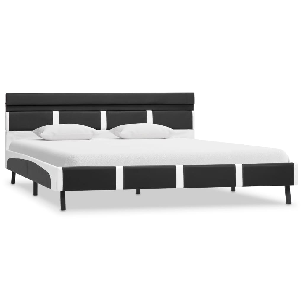 vidaXL Cadru de pat cu LED, gri, 140 x 200 cm, piele artificială