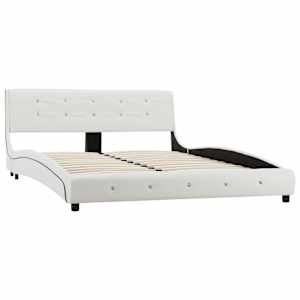 vidaXL Estructura de cama sin colch&oacute;n cuero sint&eacute;tico blanco 140x200cm