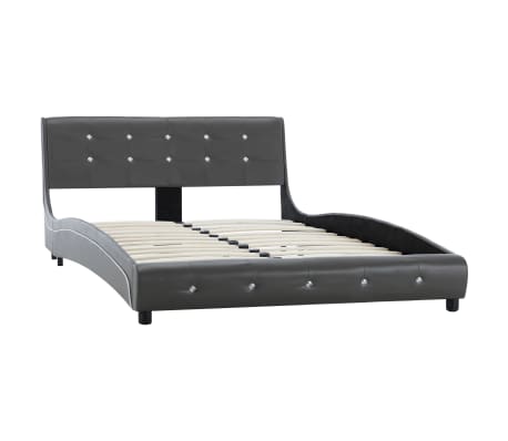 vidaXL Lovos rėmas, pilkos spalvos, 120x200cm, dirbtinė oda