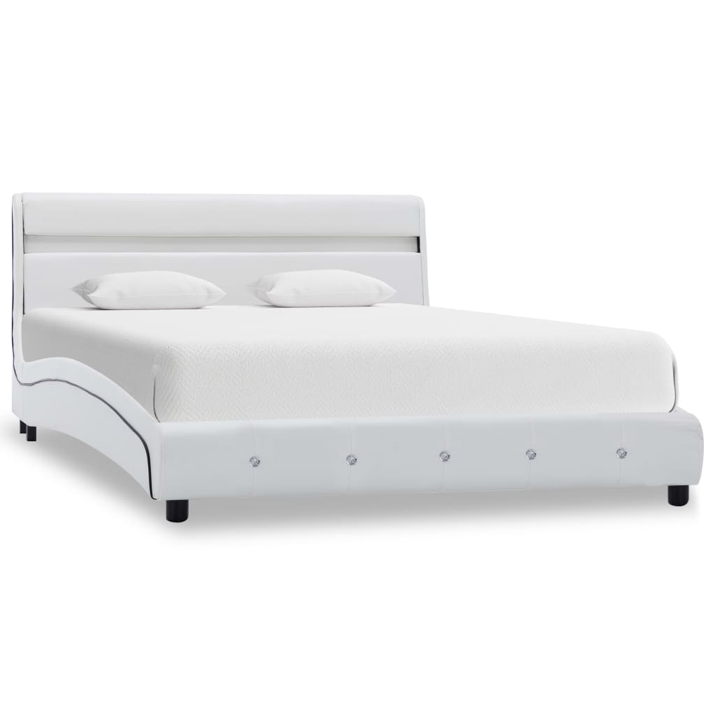 

vidaXL Bedframe met LED kunstleer wit 140x200 cm