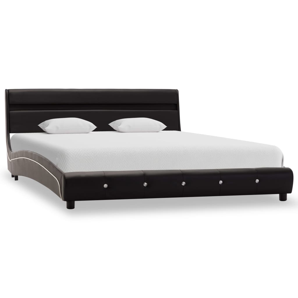 vidaXL Rama łóżka z LED, czarna, sztuczna skóra, 120 x 200 cm