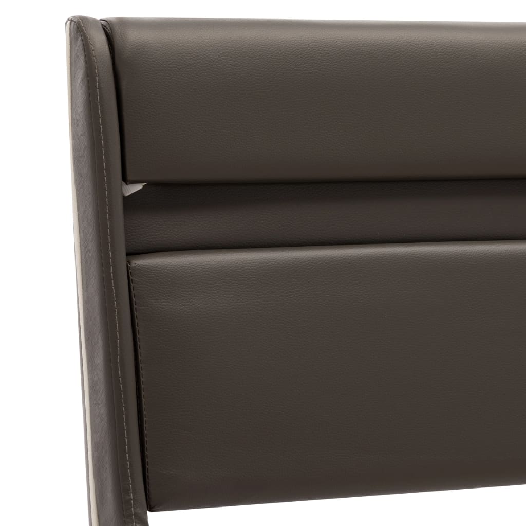 Рамка за легло с LED, сива, изкуствена кожа, 140x200 cм