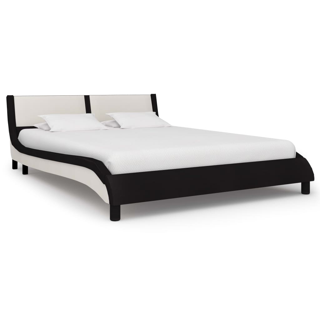 vidaXL Cadru de pat, negru și alb, 120 x 200 cm, piele artificială