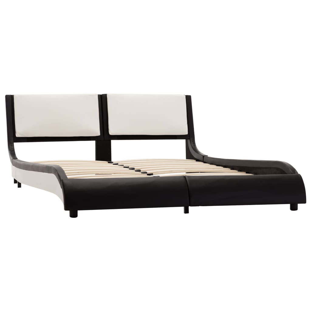 

vidaXL Bedframe kunstleer zwart en wit 120x200 cm