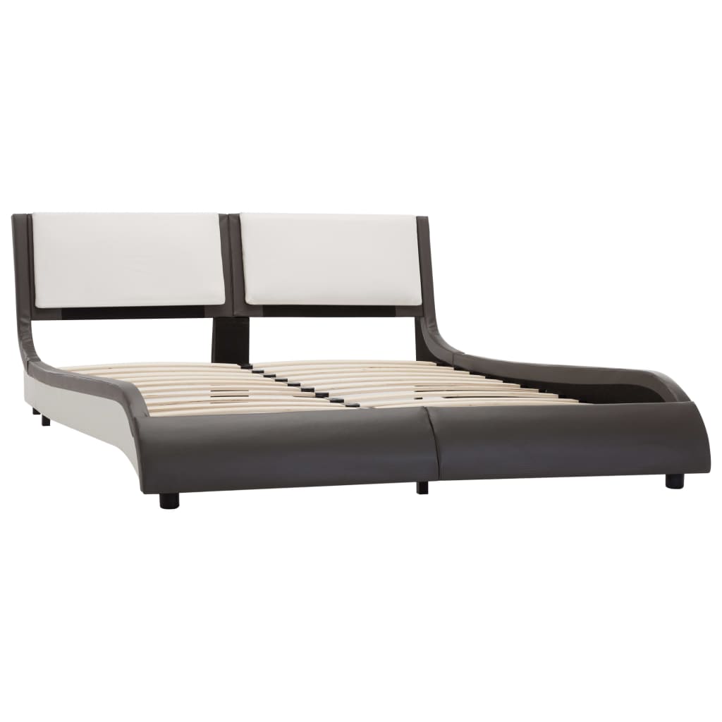 vidaXL Bedframe kunstleer grijs en wit 140x200 cm