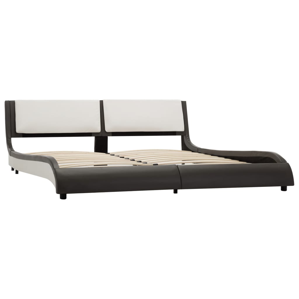 vidaXL Bedframe kunstleer grijs en wit 160x200 cm