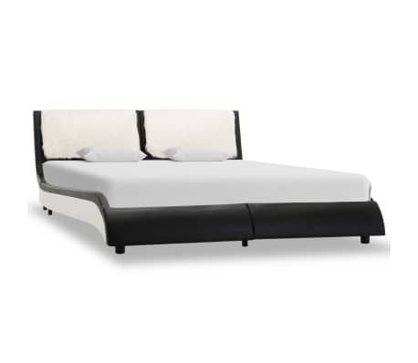 vidaXL Estrutura de cama 120x200 cm couro artificial preto e branco