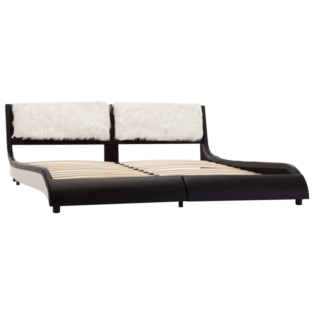 

vidaXL Bedframe kunstleer zwart en wit 160x200 cm