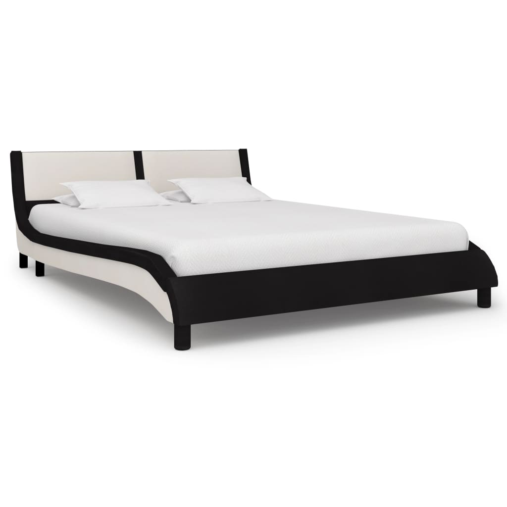vidaXL sengestel med LED 120 x 200 cm kunstlæder sort og hvid