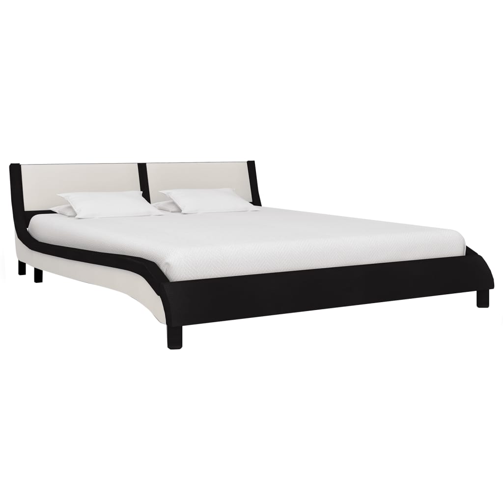 

vidaXL Bedframe met LED kunstleer zwart en wit 160x200 cm