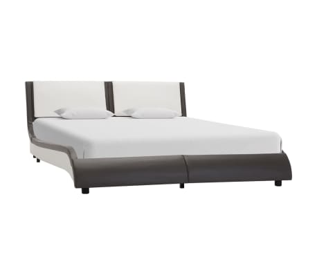 vidaXL Bedframe met LED kunstleer grijs en wit 140x200 cm