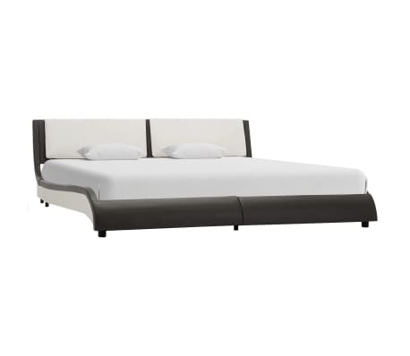 vidaXL Estructura de cama con LED cuero PE gris y blanco 160x200 cm