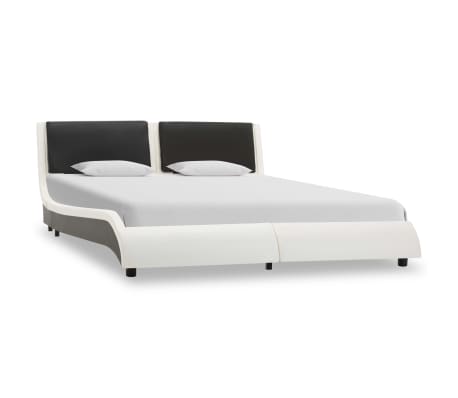 vidaXL Bedframe met LED kunstleer wit en zwart 120x200 cm