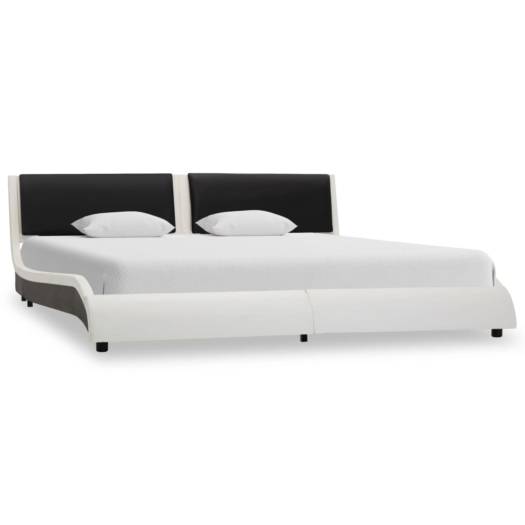 

vidaXL Bedframe met LED kunstleer wit en zwart 160x200 cm