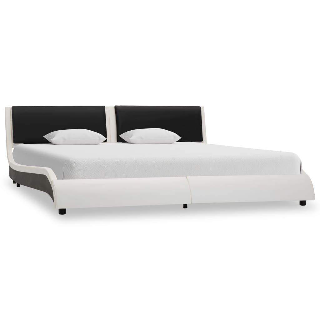 

vidaXL Bedframe met LED kunstleer wit en zwart 180x200 cm