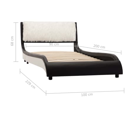 vidaXL Giroletto Bianco e Nero in Metallo 90x200 cm