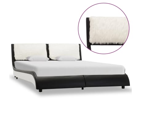 vidaXL Estructura cama con LED cuero sintético negro blanco 140x200 cm