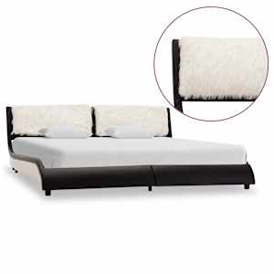 Rám postele s LED světlem černý a bílý umělá kůže 180 x 200 cm - obrázek 2