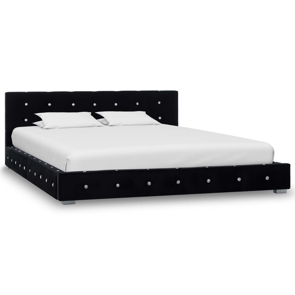 vidaXL Cadru de pat, negru, 140 x 200 cm, catifea vidaXL