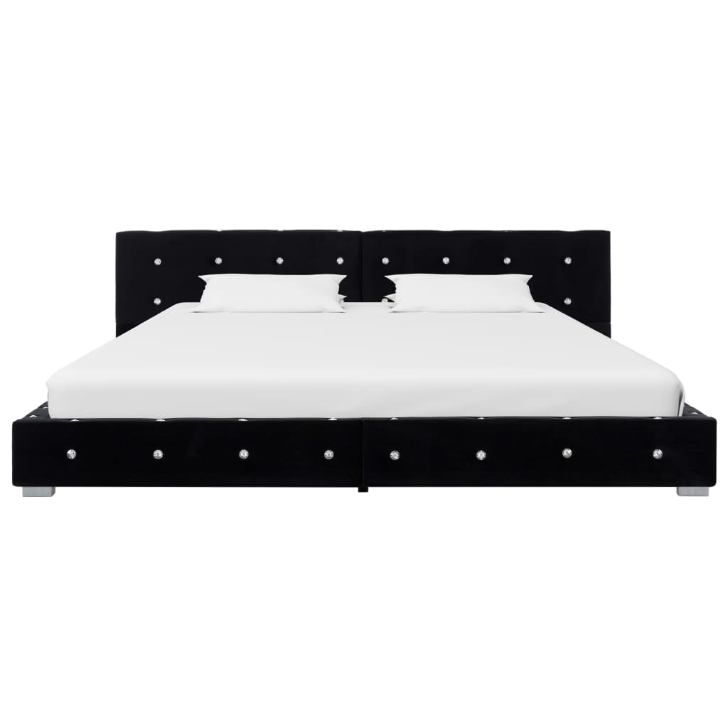 vidaXL Rám postele kovový černý samet 160x200 cm