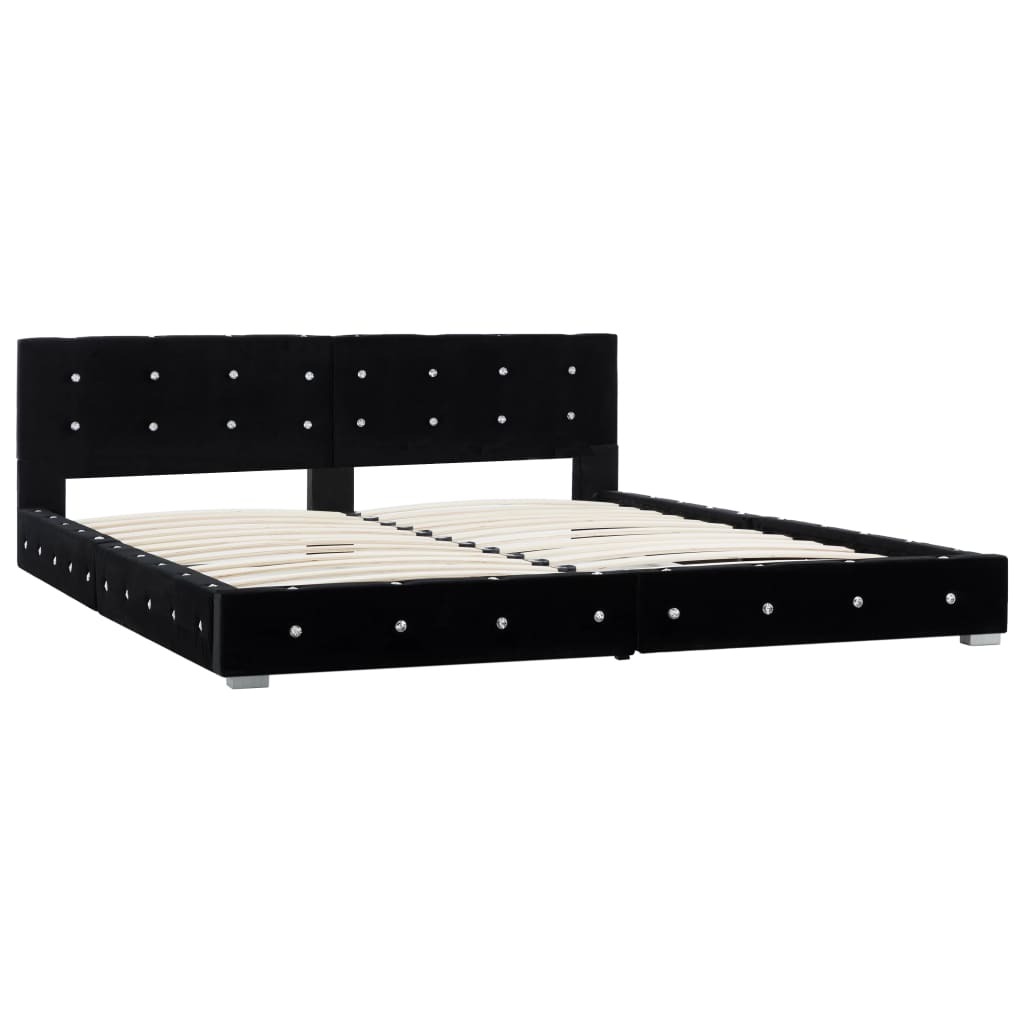 vidaXL Bedframe fluweel zwart 180x200 cm afbeelding