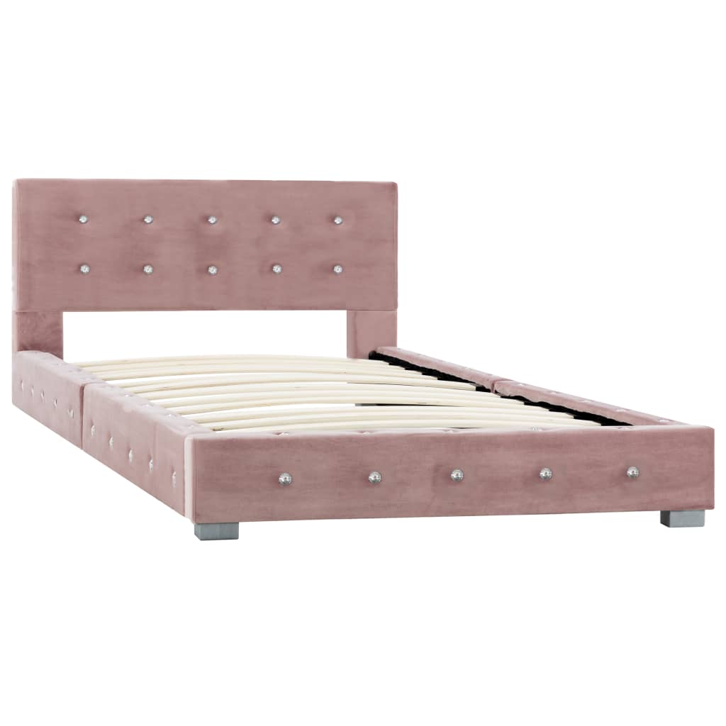 

vidaXL Bedframe fluweel roze 90x200 cm