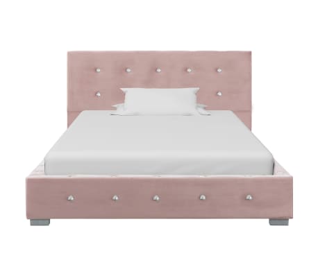 vidaXL rózsaszín bársony ágykeret 90 x 200 cm