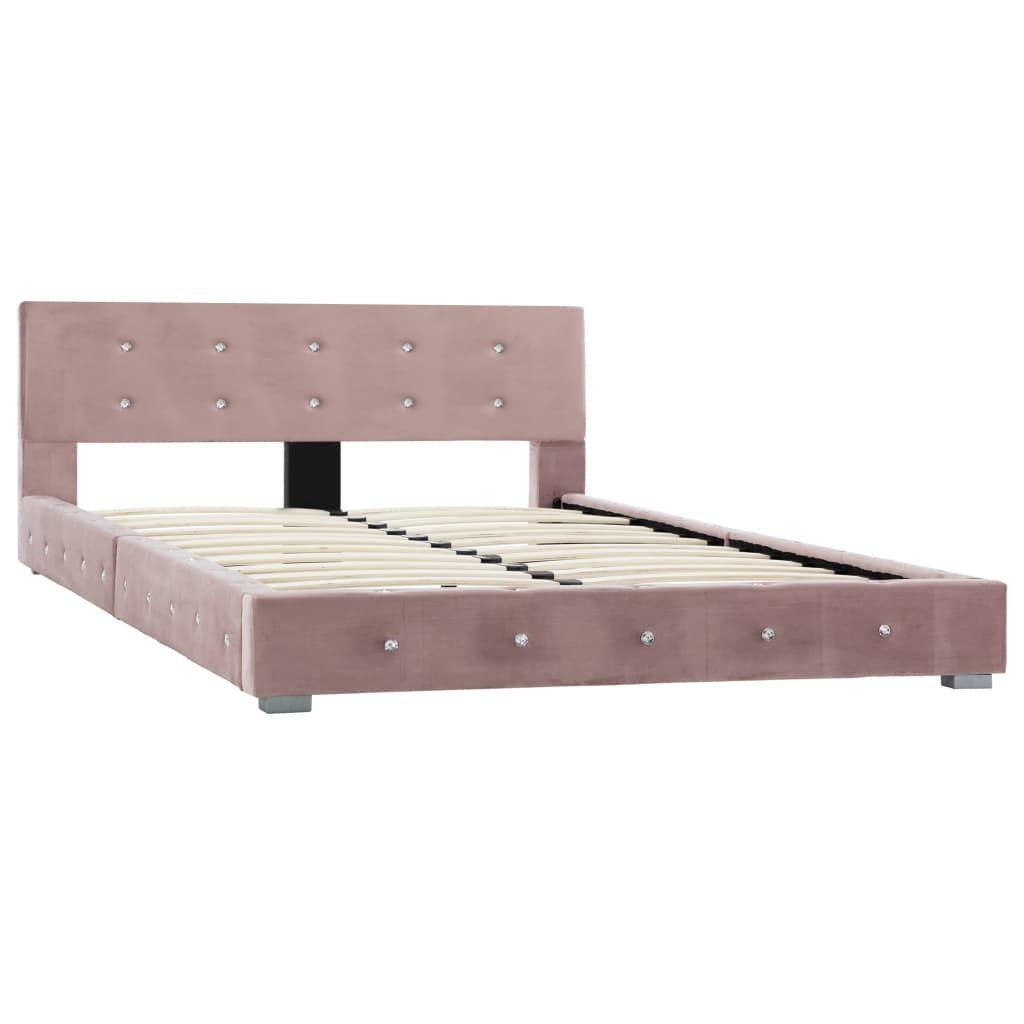 

vidaXL Bedframe fluweel roze 120x200 cm