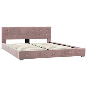 vidaXL Lovos rėmas, rožinės spalvos, 140x200 cm, aksomas
