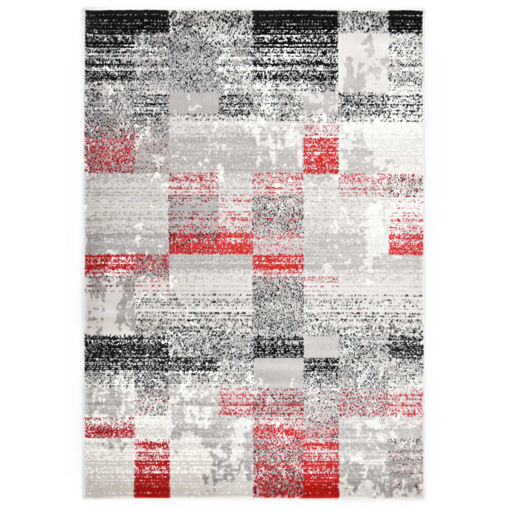 vidaXL Covor, gri și roșu, 140 x 200 cm, PP de la vidaxl imagine noua