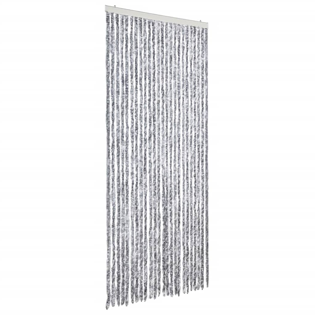 vidaXL Vliegengordijn 100x220 cm chenille wit en grijs