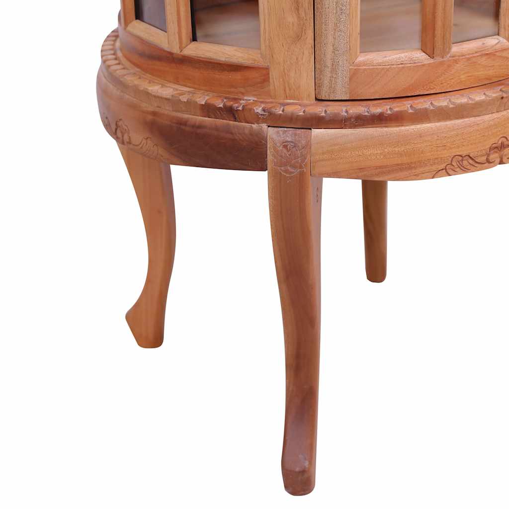 End Table Glass Display Cabinet Side Table Natural Solid Wood Mahogany vidaXL - Picture 9 of 9