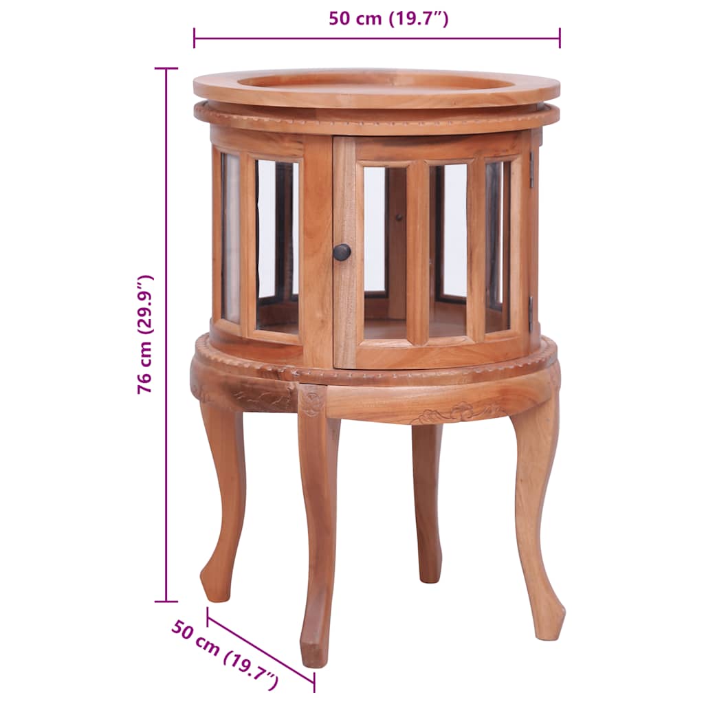 End Table Glass Display Cabinet Side Table Natural Solid Wood Mahogany vidaXL - Picture 4 of 9