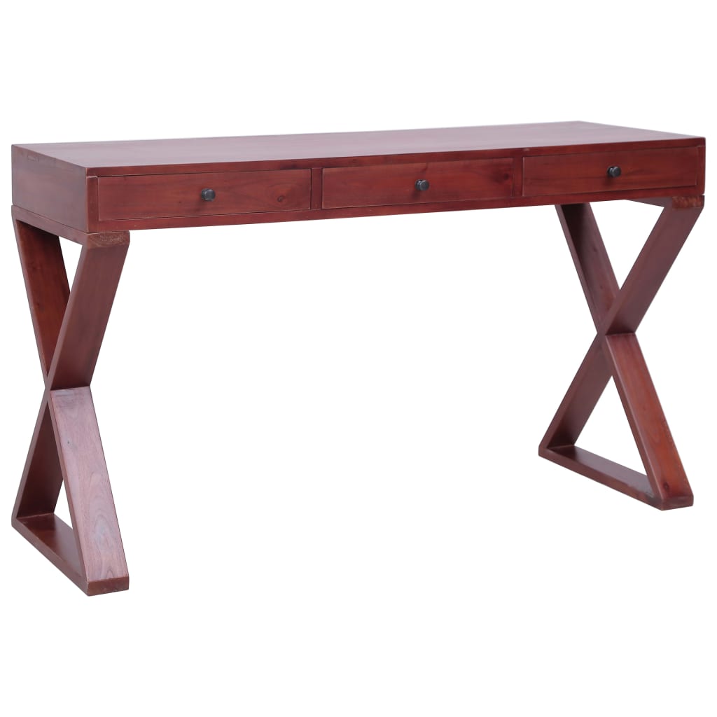 Počítačový stůl hnědý 132 x 47 x 77 cm masivní mahagonové dřevo