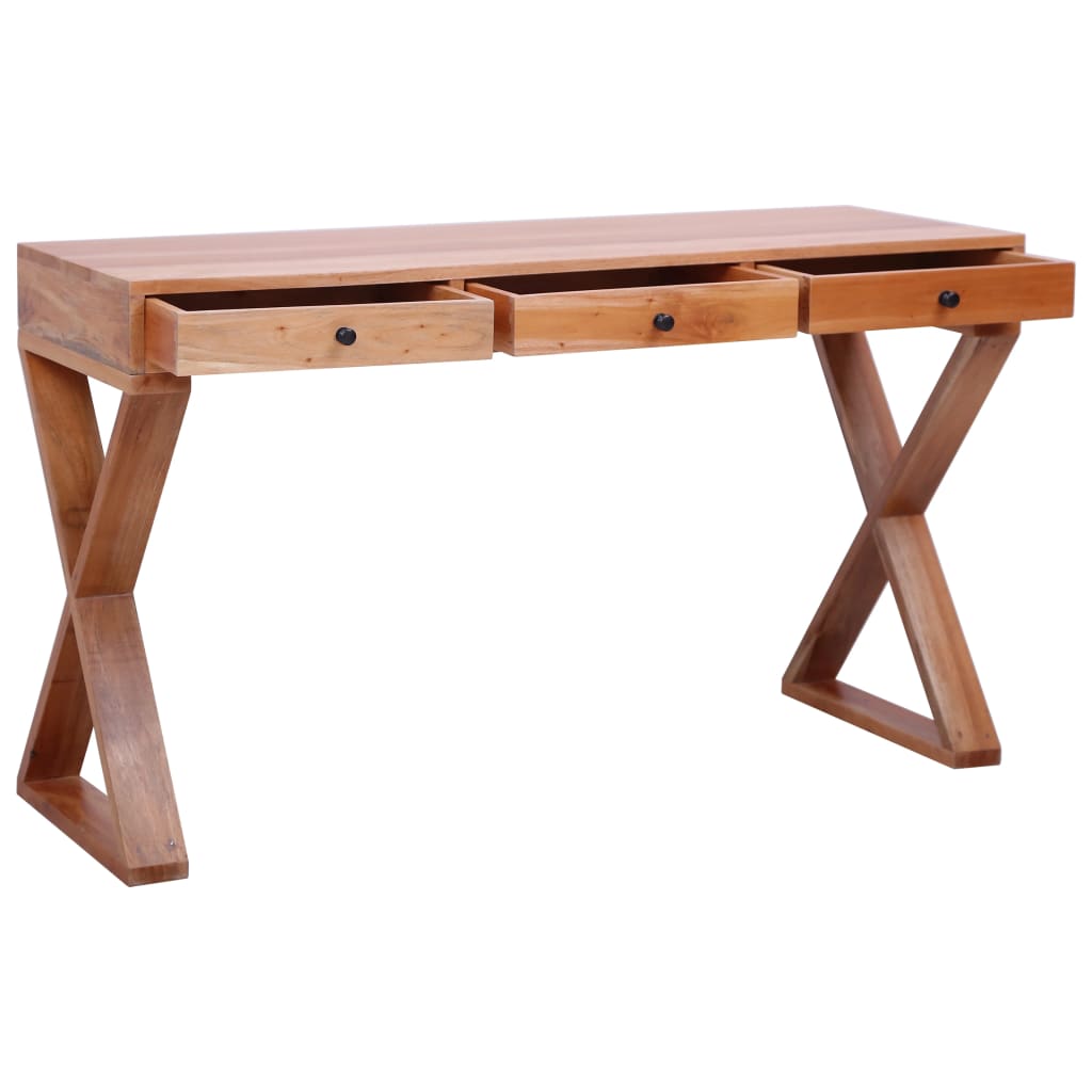 vidaXL Computer Desk Natural 132x47x77 cm Solid Mahogany Wood