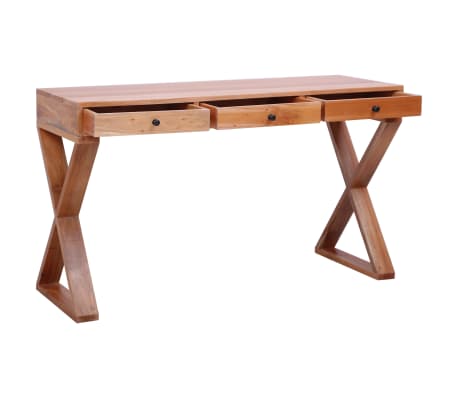 vidaXL Computer Desk Natural 132x47x77 cm Solid Mahogany Wood