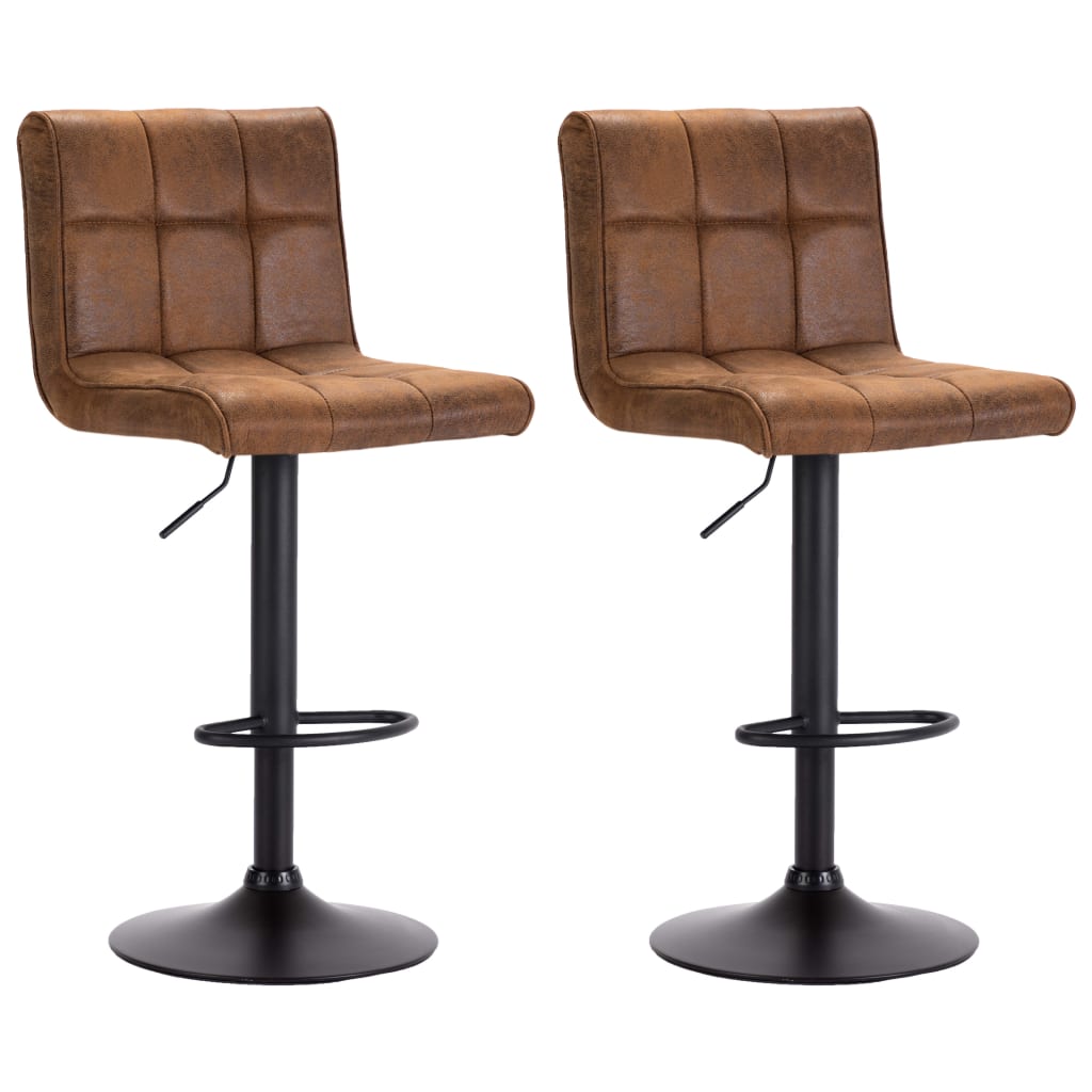 

vidaXL Bar Stools 2 pcs Brown Faux Suede Leather