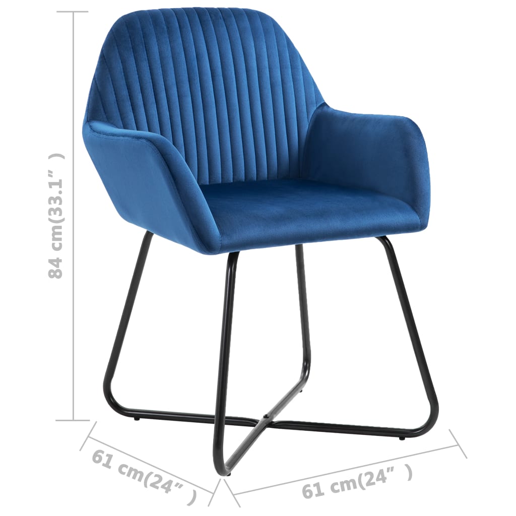ML-Design Set di 2 Sedie per Sala da Pranzo Blu con Schienale Sedia  Imbottita per Cucina con Rivestimento in Velluto Gambe in Metallo Sedia  Salotto Soggiorno Materiale Traspirante e Morbido