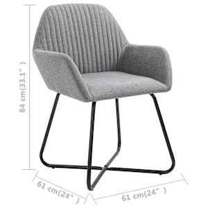 Jídelní židle 2 ks světle šedé textil - obrázek 8