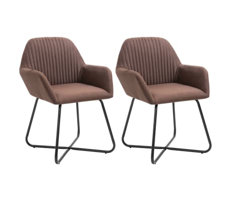 vidaXL Chaises de salle à manger 2 pcs Marron Tissu vidaXL Chaises de salle à manger 2 pcs Marron Tissu