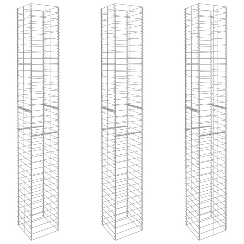 3 darab horganyzott acél gabion kosár 25 x 25 x 197 cm 