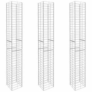 vidaXL gabioonkorvid 3 tk, tsingitud teras 25 x 25 x 197 cm
