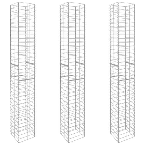 vidaXL gabioonkorvid 3 tk, tsingitud teras 25 x 25 x 197 cm