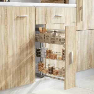 Izvlečna kuhinjska košara 3-nadstropna srebrna 47x15,5x55,5 cm