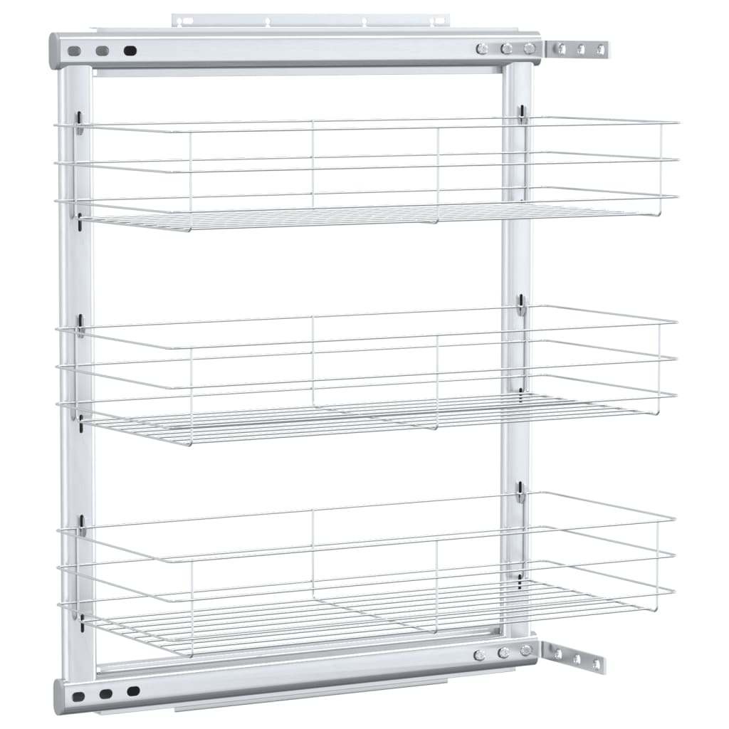 vidaXL Coș sârmă bucătărie retractabil 3 niveluri argintiu 47x25x56 cm 