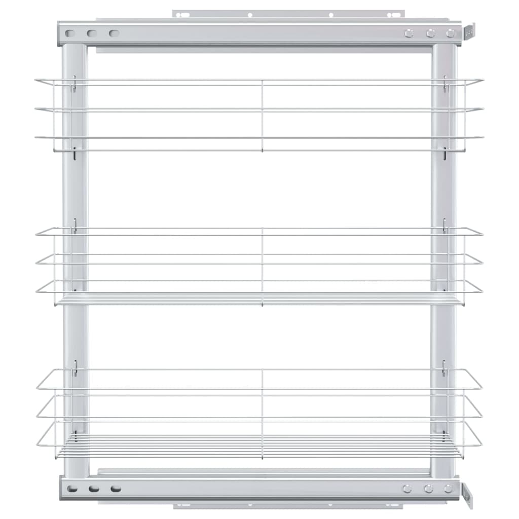 as omvang Leia Draadmand keuken uittrekbaar 3-laags 47x25x56 cm zilverkleurig | Cadeaumatch