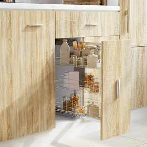 Izvlečna kuhinjska košara 3-nadstropna srebrna 47x25x56 cm