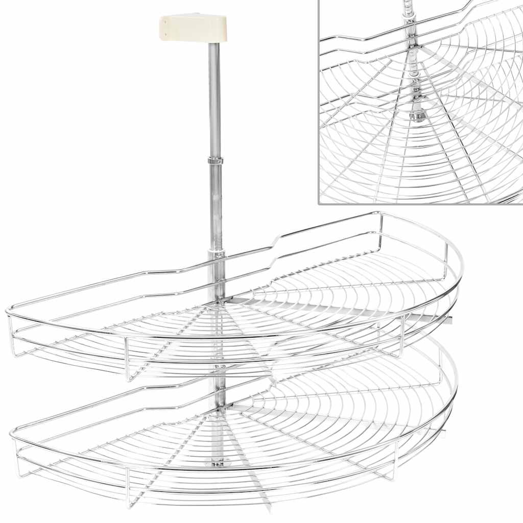 vidaXL 2patrový kuchyňský drátěný koš stříbrný 180 stupňů 85x44x80 cm